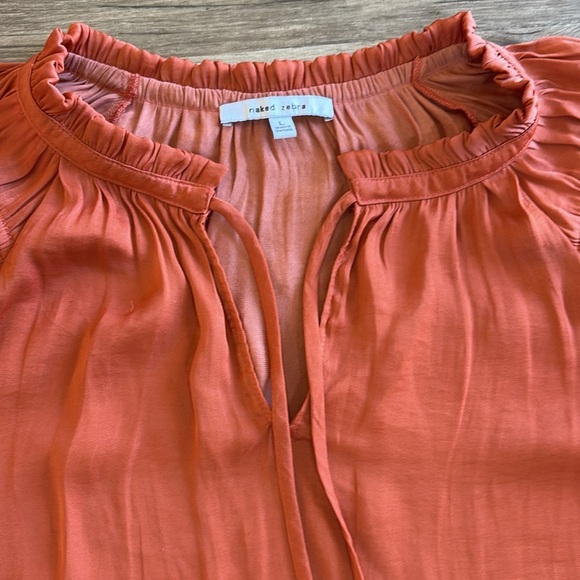 Naked Zebra Burnt Orange‎ Size Large L Blouse Top Excellent Condition Boho Chic - Picture 5 of 10